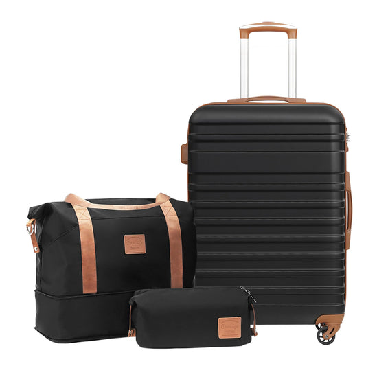 COOLIFE Hartschalen Koffer Set 4 Rollen TSA mit Reisetasche