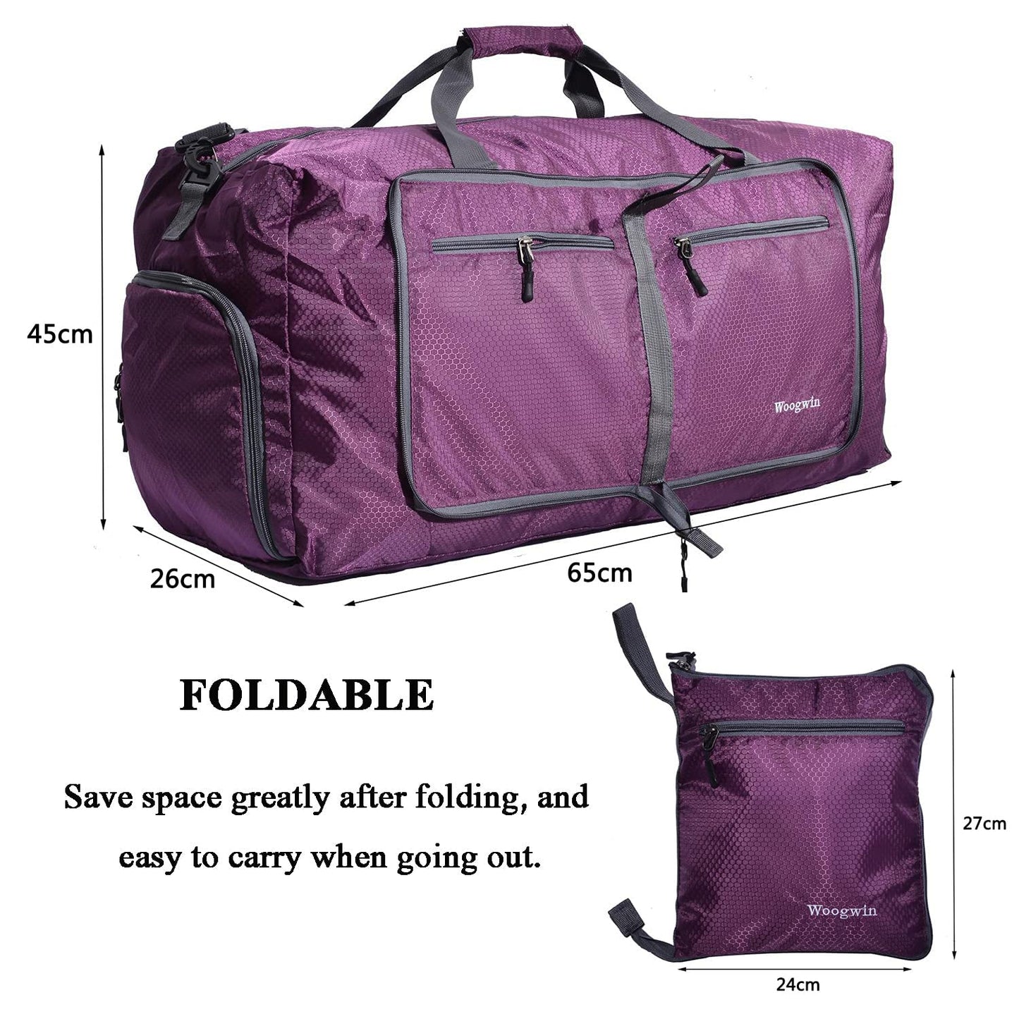 ehsbuy 60L Reisetasche Groß Faltbar mit Schuhfach Wasserdicht