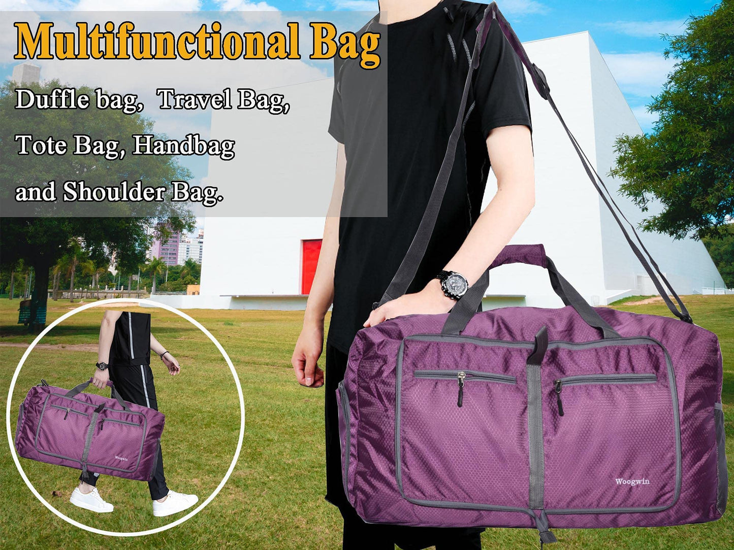 ehsbuy 60L Reisetasche Groß Faltbar mit Schuhfach Wasserdicht