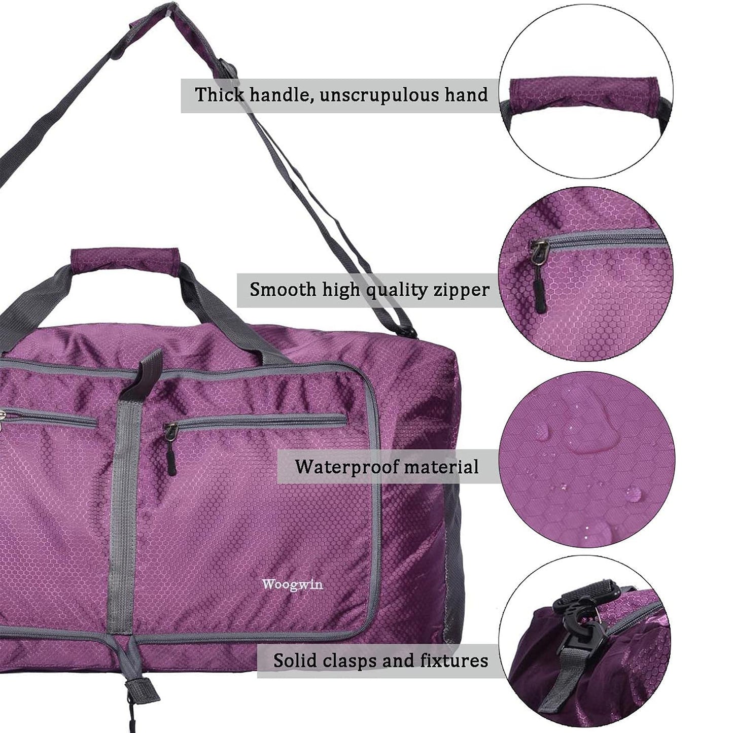 ehsbuy 60L Reisetasche Groß Faltbar mit Schuhfach Wasserdicht