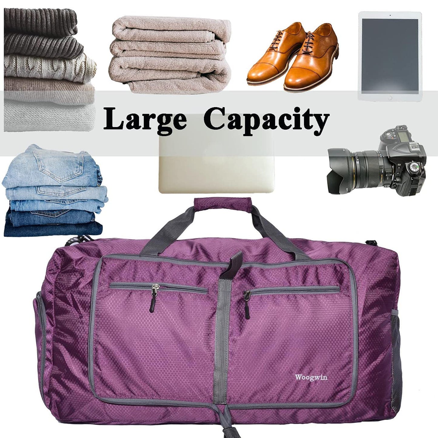 ehsbuy 60L Reisetasche Groß Faltbar mit Schuhfach Wasserdicht